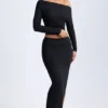 Carolina Modal Low-Rise Maxi Skirt in Black