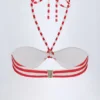 Cascais Multiway Bikini Top in Cherry Red Stripe