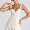 Cassandra Ruffle-Trim Button-Detail Corset Mini Dress in Ivory