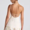 Cassandra Ruffle-Trim Button-Detail Corset Mini Dress in Ivory