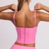 Cassandra Vinyl Underwired Corset Crop Top in Pink