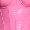 Cassandra Vinyl Underwired Corset Crop Top in Pink