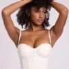 Cassandra Vinyl Underwired Corset Crop Top in White