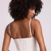 Cassandra Vinyl Underwired Corset Crop Top in White