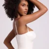 Cassandra Vinyl Underwired Corset Crop Top in White