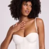 Cassandra Vinyl Underwired Corset Crop Top in White