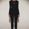 Cassie Embellished Jersey High-Waisted Leggings in Black