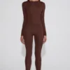 Cassie Embellished Jersey High-Waisted Leggings in Chocolate Brown