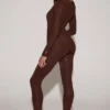 Cassie Embellished Jersey High-Waisted Leggings in Chocolate Brown