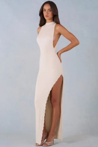 Cataleya Modal Halterneck Maxi Dress in Ivory
