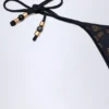 Cebu Charm-Detail Thong Bikini Bottoms in Black