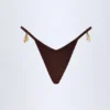 Cebu Charm-Detail Thong Bikini Bottoms in Dark Chocolate