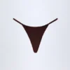 Cebu Charm-Detail Thong Bikini Bottoms in Dark Chocolate