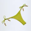 Cebu Charm-Detail Thong Bikini Bottoms in Olive Green