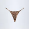 Cebu Charm-Detail Thong Bikini Bottoms in Snake Print