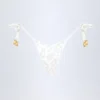 Cebu Side-Tie Bead Thong Bikini Bottoms in White Leopard Hotfix