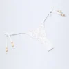 Cebu Side-Tie Bead Thong Bikini Bottoms in White Leopard Hotfix