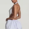 Cece Embellished Cut-Out Bubble Hem Mini Dress in White