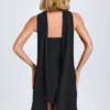 Cecilia Scarf-Detail A-Line Mini Dress in Black