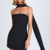 Cecilia Scarf-Detail A-Line Mini Dress in Black
