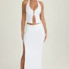 Cedara Ruched Maxi Skirt in White