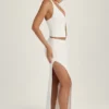 Cedara Ruched Maxi Skirt in White