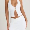 Cedara Ruched Maxi Skirt in White
