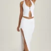 Cedara Ruched Maxi Skirt in White