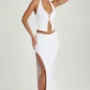 Cedara Ruched Maxi Skirt in White