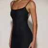 Celandine Sheer Embellished Backless Maxi Dress in Black