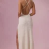 Celinea Embellished Square Neck Maxi Dress in Ivory