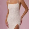 Celinea Embellished Square Neck Maxi Dress in Ivory