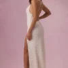 Celinea Embellished Square Neck Maxi Dress in Ivory