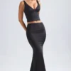 Ceres Mid-Rise Fishtail Maxi Skirt in Black