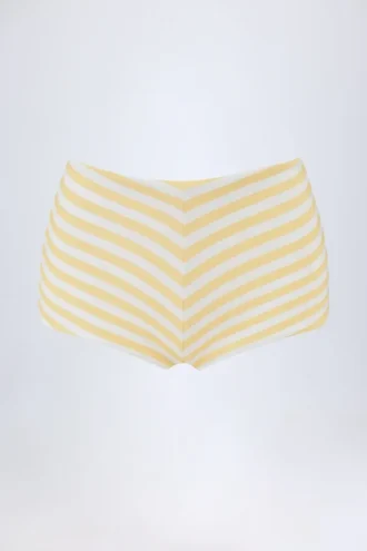 Cerreto Mid-Rise Hot Pants in Lemon Yellow Stripe