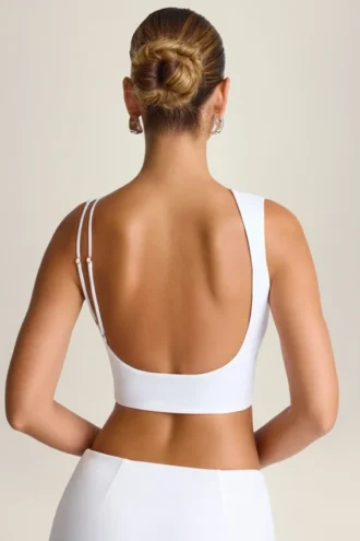 Ceylon Draped Open-Back Tank Top in White