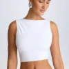 Ceylon Draped Open-Back Tank Top in White