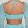Champel Embellished Cowl Neck Maxi Dress in Aqua
