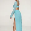 Champel Embellished Cowl Neck Maxi Dress in Aqua