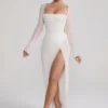 Champel Embellished Cowl Neck Maxi Dress in Ivory