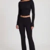 Charliane Modal Boat-Neck Long-Sleeve Top in Black
