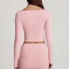 Cali Modal Ruched Mid-Rise Mini Skirt in Pink