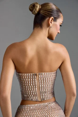 Charnelle Embellished Bandeau Top in Almond