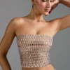 Charnelle Embellished Bandeau Top in Almond
