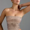 Charnelle Embellished Bandeau Top in Almond