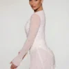 Chelsea Embellished Wrap Over A-Line Mini Dress in Ivory