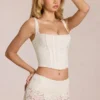 Cherith Lace Soft-Scoop Boned Corset Top in Ivory