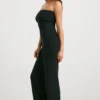Chunky Knit Bandeau Kick Flare Jumpsuit in Black