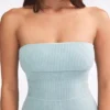 Chunky Knit Bandeau Kick Flare Jumpsuit in Dusty Teal