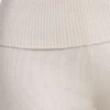 Chunky Knit Foldover Kick Flare Trousers in Cream